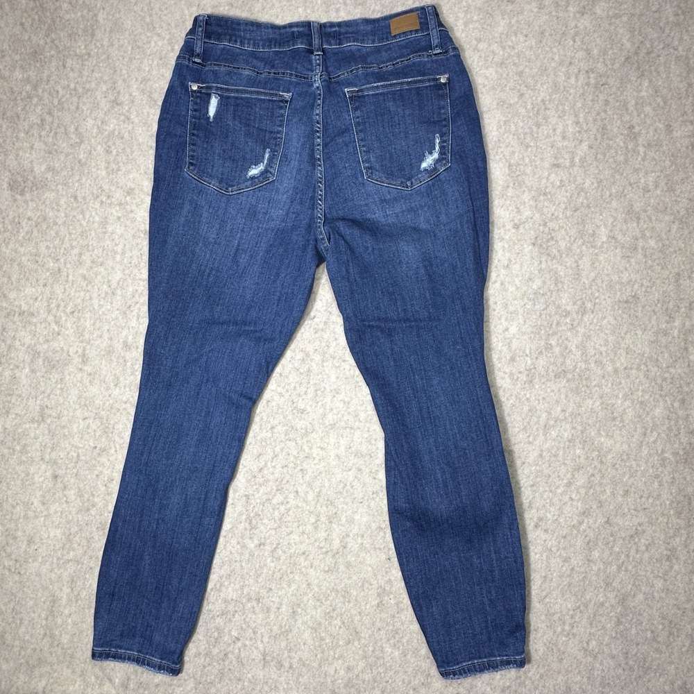 Judy Blue 16W Skinny Jeans Dark Wash‎ Distressed Ripped Button Fly High Rise - Picture 7 of 7